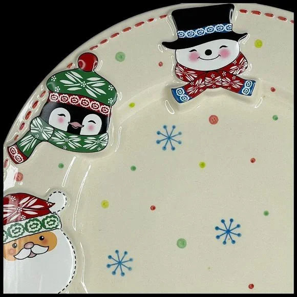 Temptations Winter Whimsy Platter Cake Plate Serving Round Ceramic Christmas 13” - Picture 2 of 6